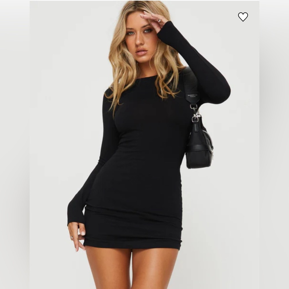 NEVER WORN WOMEN'S BLACK LONG SLEEVE PRINCESS POLLY DRESS SIZE 8